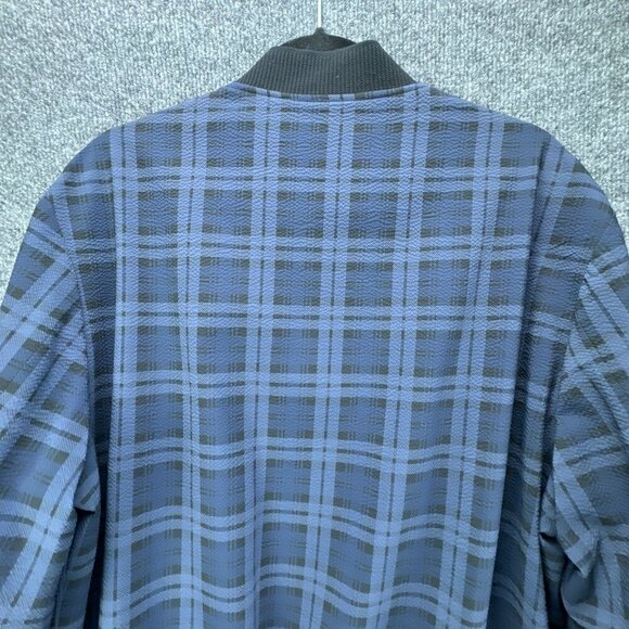 Paisley & Gray Bomber Jacket Mens Medium Blue Plaid Full Zip Slim Fit Seersucker - Picture 6 of 16